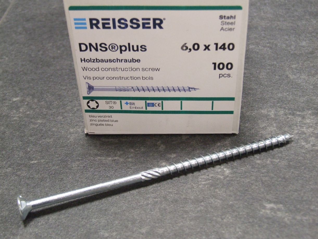 DNS plus Spanplattenschraube 6x140 mm, TG

TX30, blau passiviert, 100 St./Großpaket, 456593 

