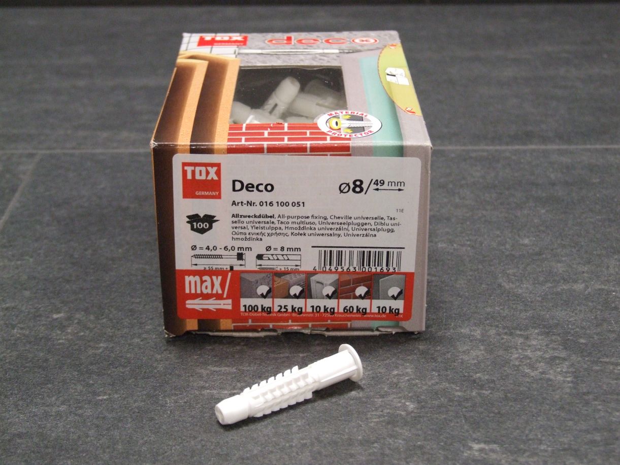 Allzweckdübel Deco 8x49 mm, 

100 St./VE, 016100051

Abverkauf / Sonderpreis

