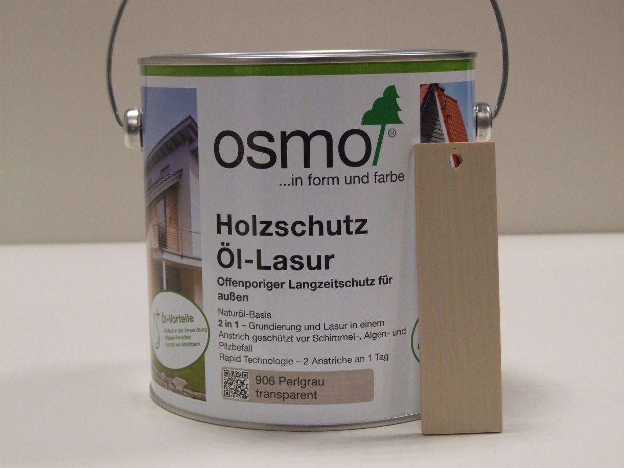 OSMO Holzschutz-Öl-Lasur Perlgrau 906, 

2,5 l; 12100276


