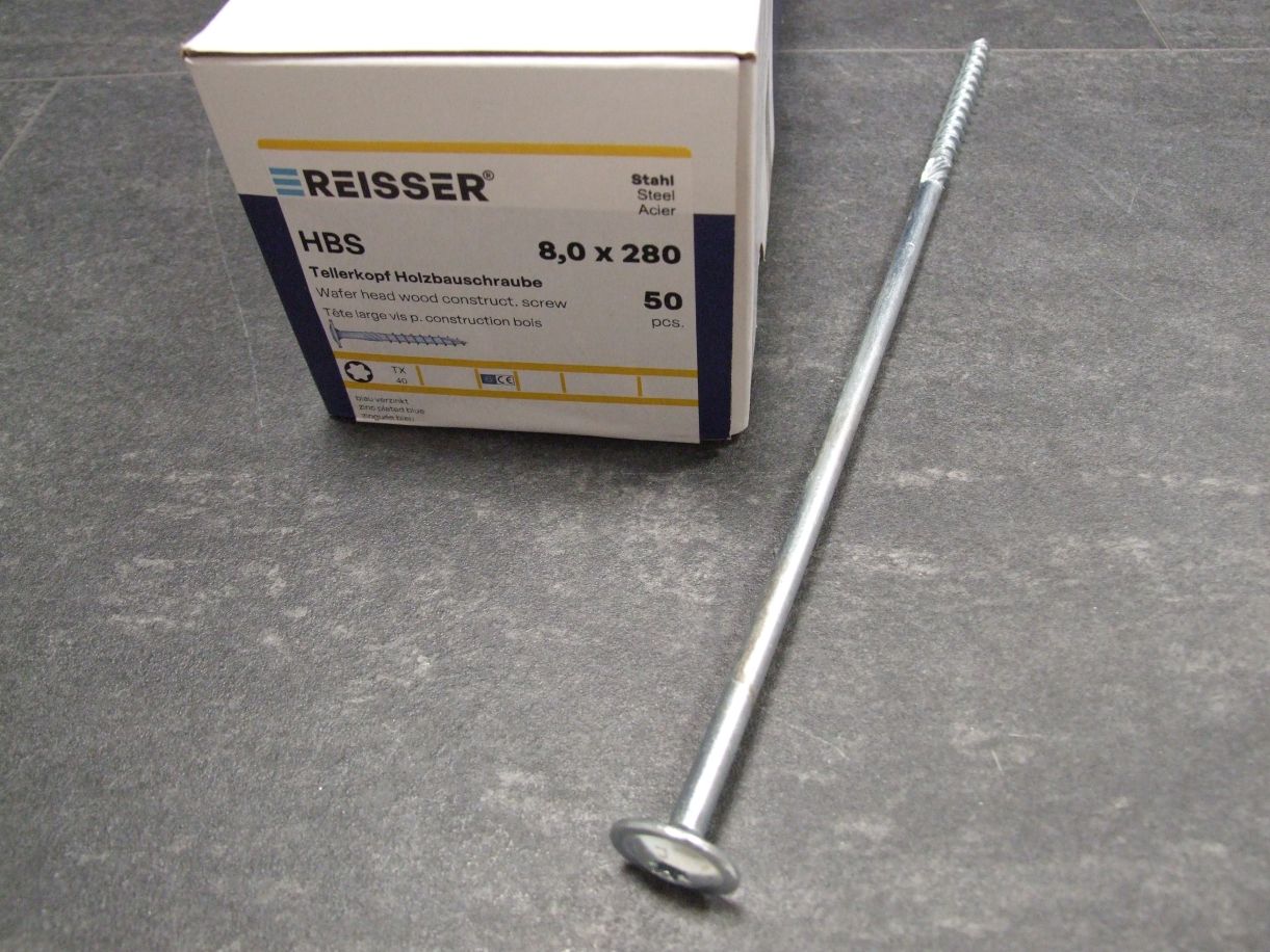 HBS Tellerkopf Holzbauschraube 8x280 mm, 

TX40, TG, ETA, blau verzinkt; 531672


