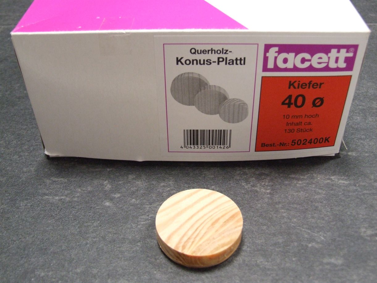 Konusplättchen 40 mm, Kiefer, 

ca. 130 St./Karton, 502400


