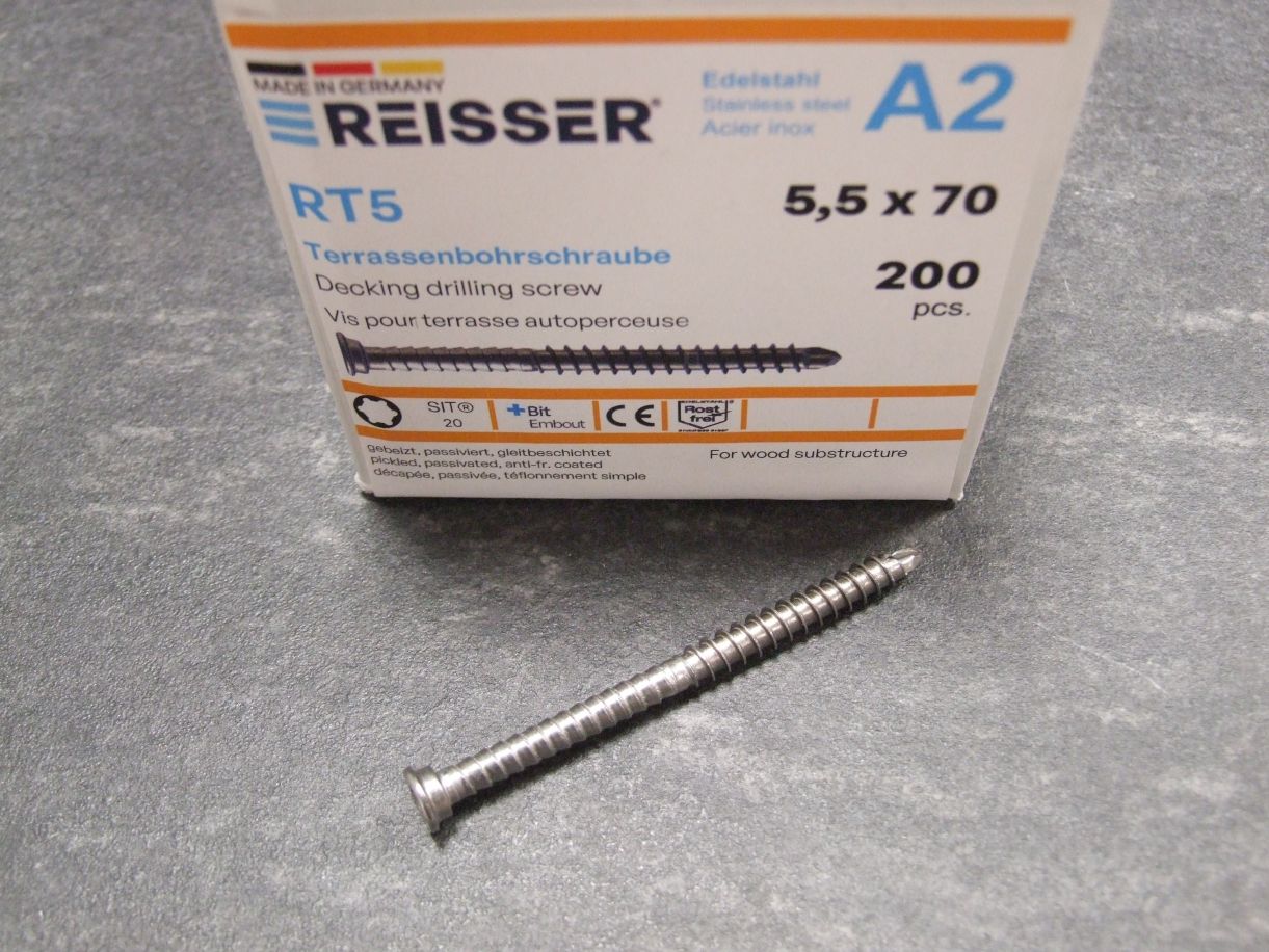 RT5 Terrassenbohrschraube Stufenkopf, 

5,5x70 mm, TG, Edelstahl A2, 025911

