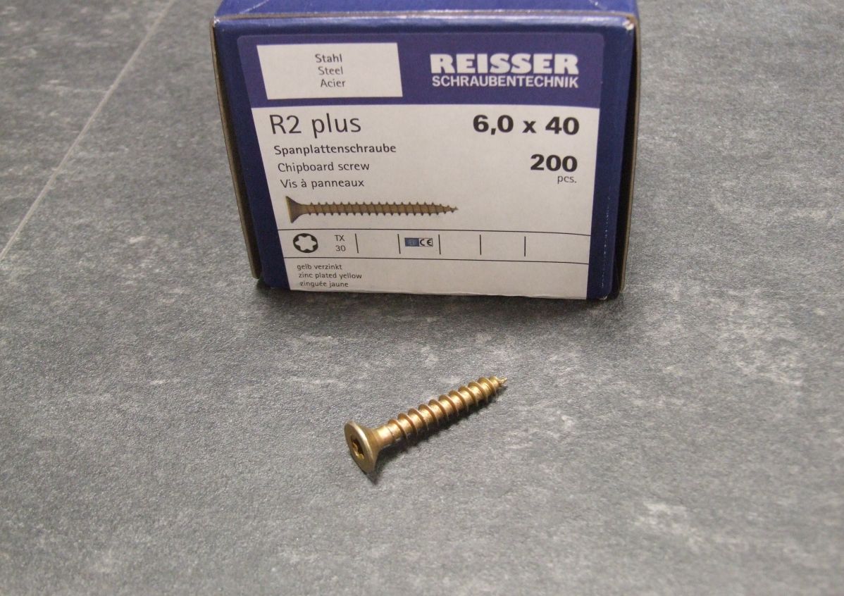 R2 plus Senkkopfschraube 6x40 mm, 

Torx, VG, gelbverzinkt, 4005674345699

