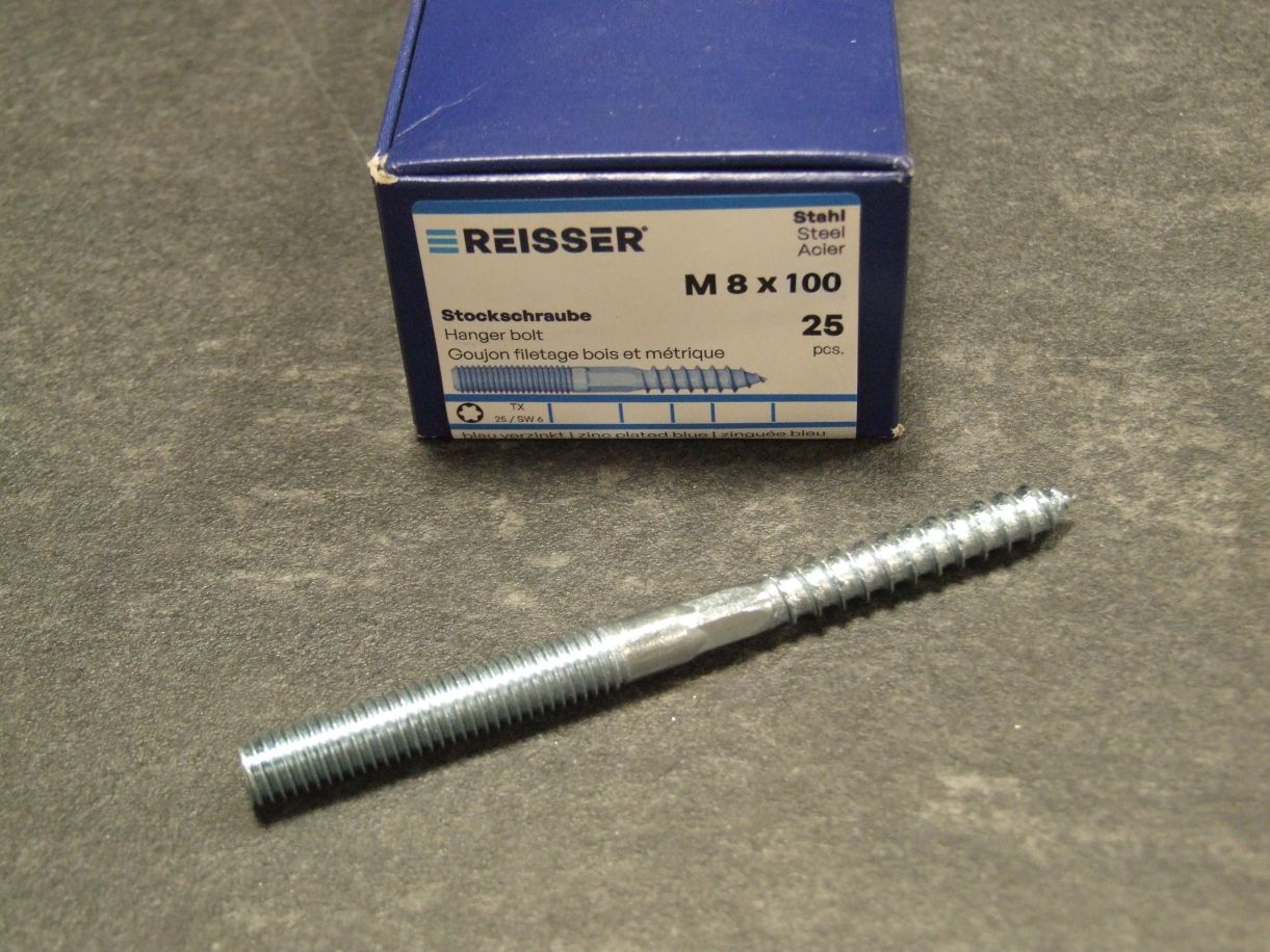 Stockschraube RN 306, TX, 8x100mm, 

Stahl verzinkt blau passiviert, 

25 St./Paket, 329446

*Sonderpreis/Abverkauf*

