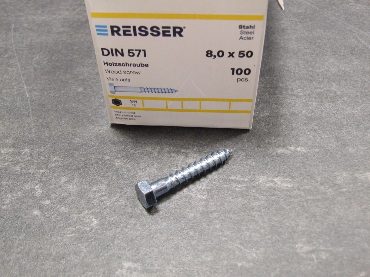 Holzschrauben DIN 571, 8x50 mm, 

Stahl blau passiviert, 100 St./VE, 28374/8

