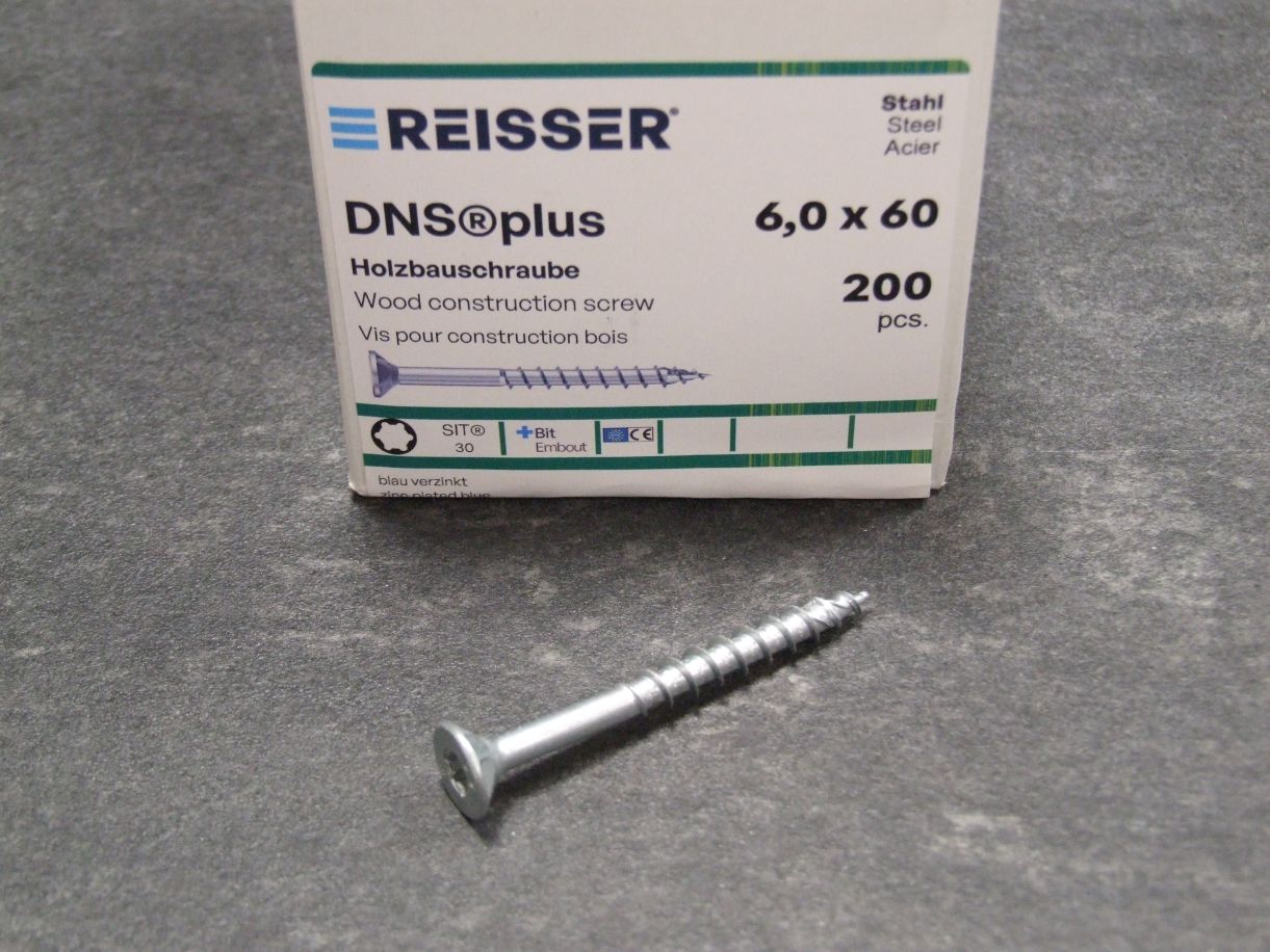 DNS plus Spanplattenschraube 6x60 mm TG

TX30, blau passivert, 200 St./Großpaket, 456470 

