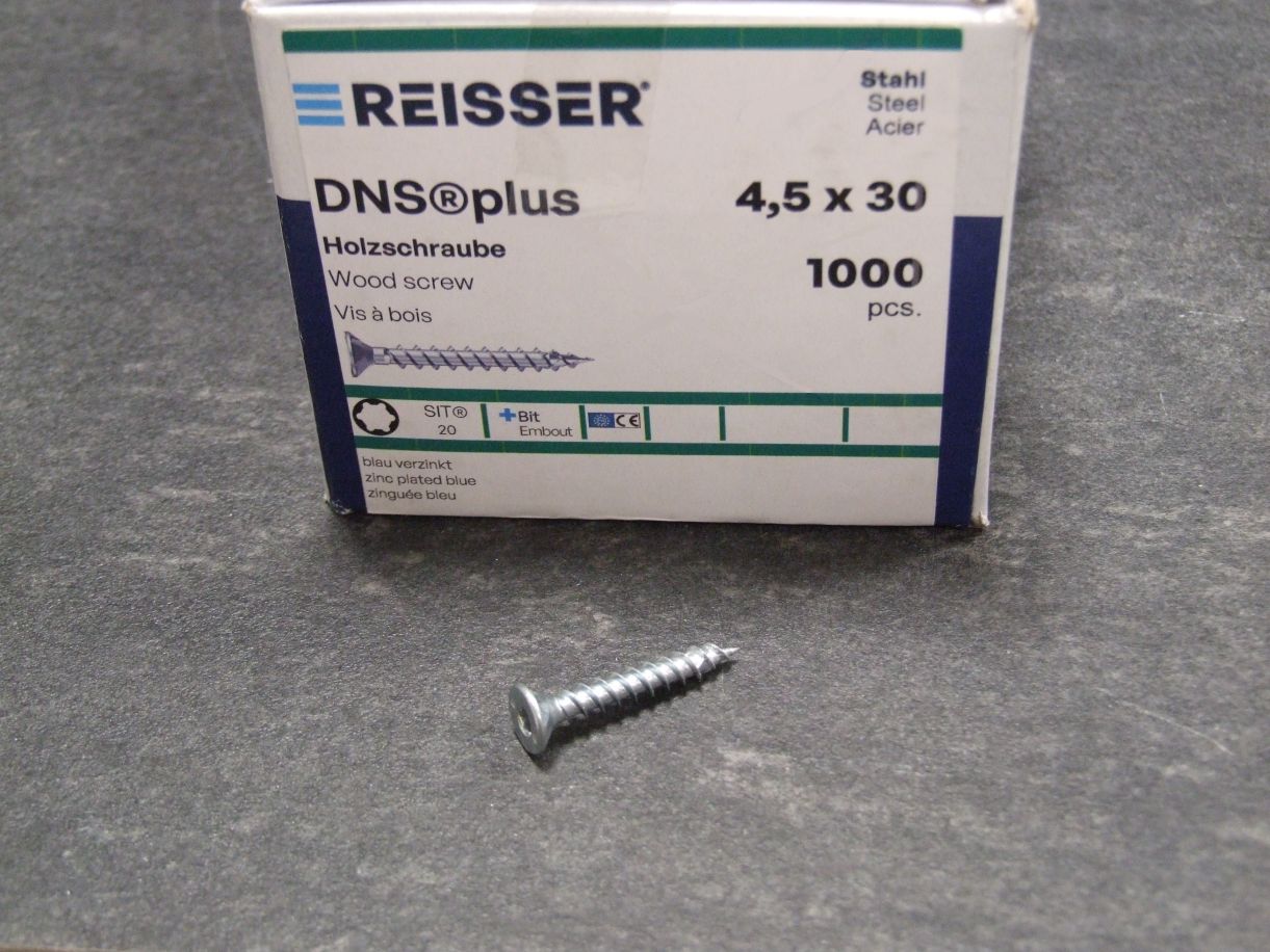 DNS plus Spanplattenschraube 4,5x30 mm, VG, SIT20, blau passiviert, 1000 St./GP, 456135

