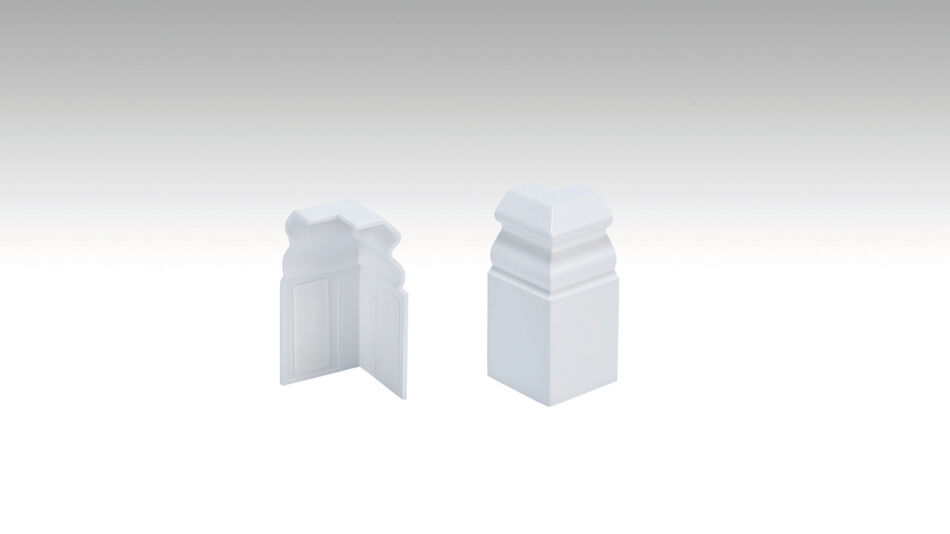 Außenecke zur Fußleiste Profil 10 PK 

(60 mm) Weiß 2001 (VPE 2 St.)

Art. 800028-02-02001

