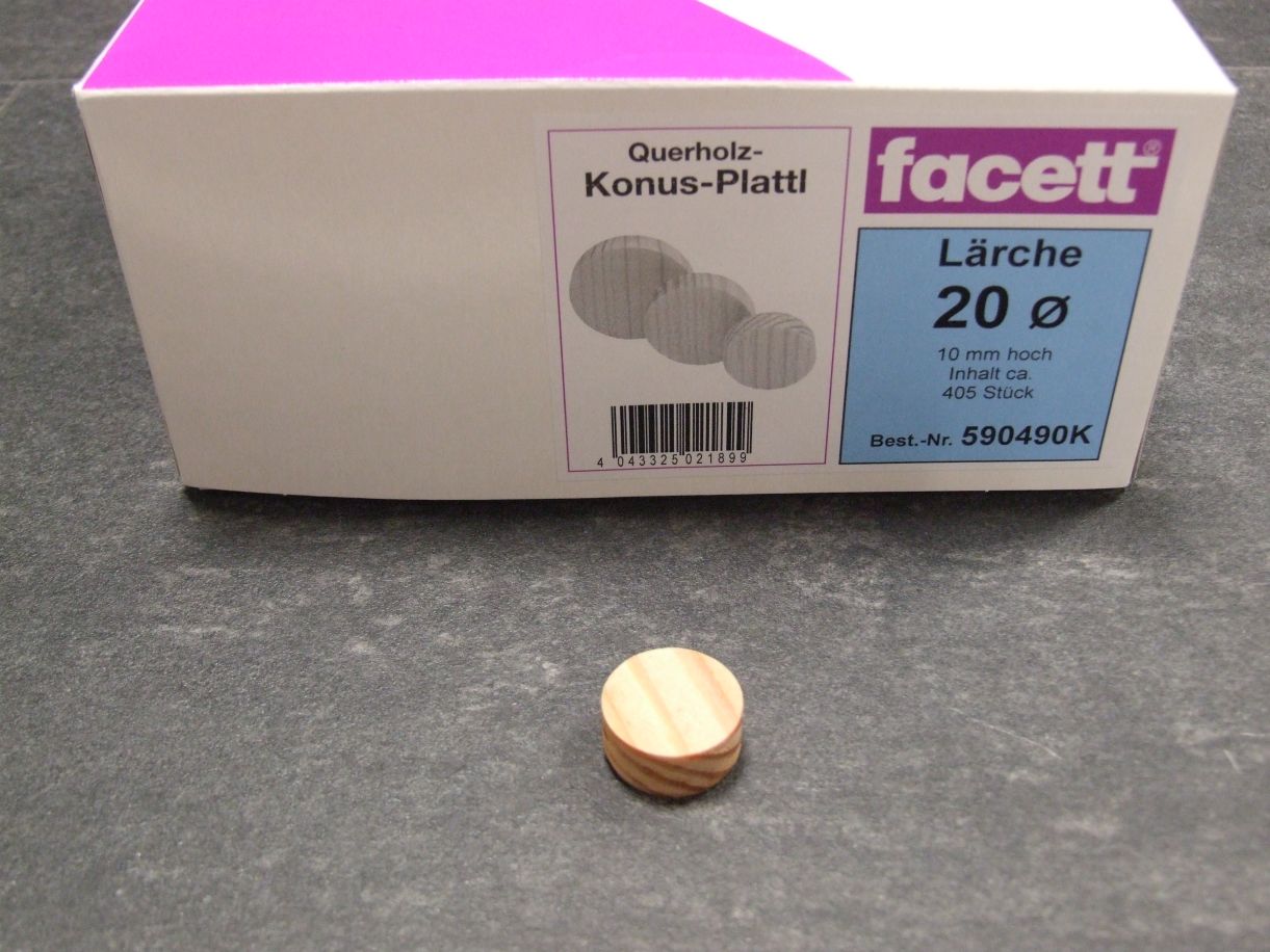 Konusplättchen 20 mm Lärche, 

ca. 405 St./Karton, 590490

