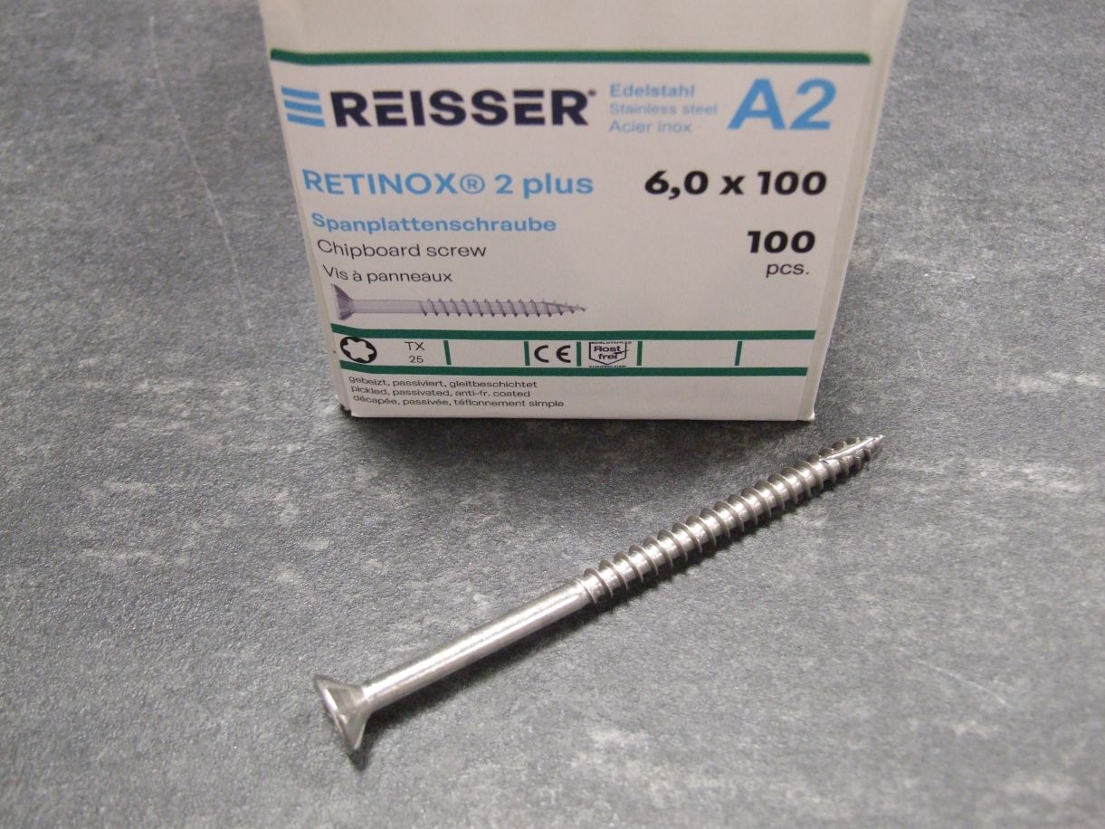 Retinox 2plus Senkkopfschraube 6x100 mm, 

TG, TX 25, Edelstahl, 4005674037372


