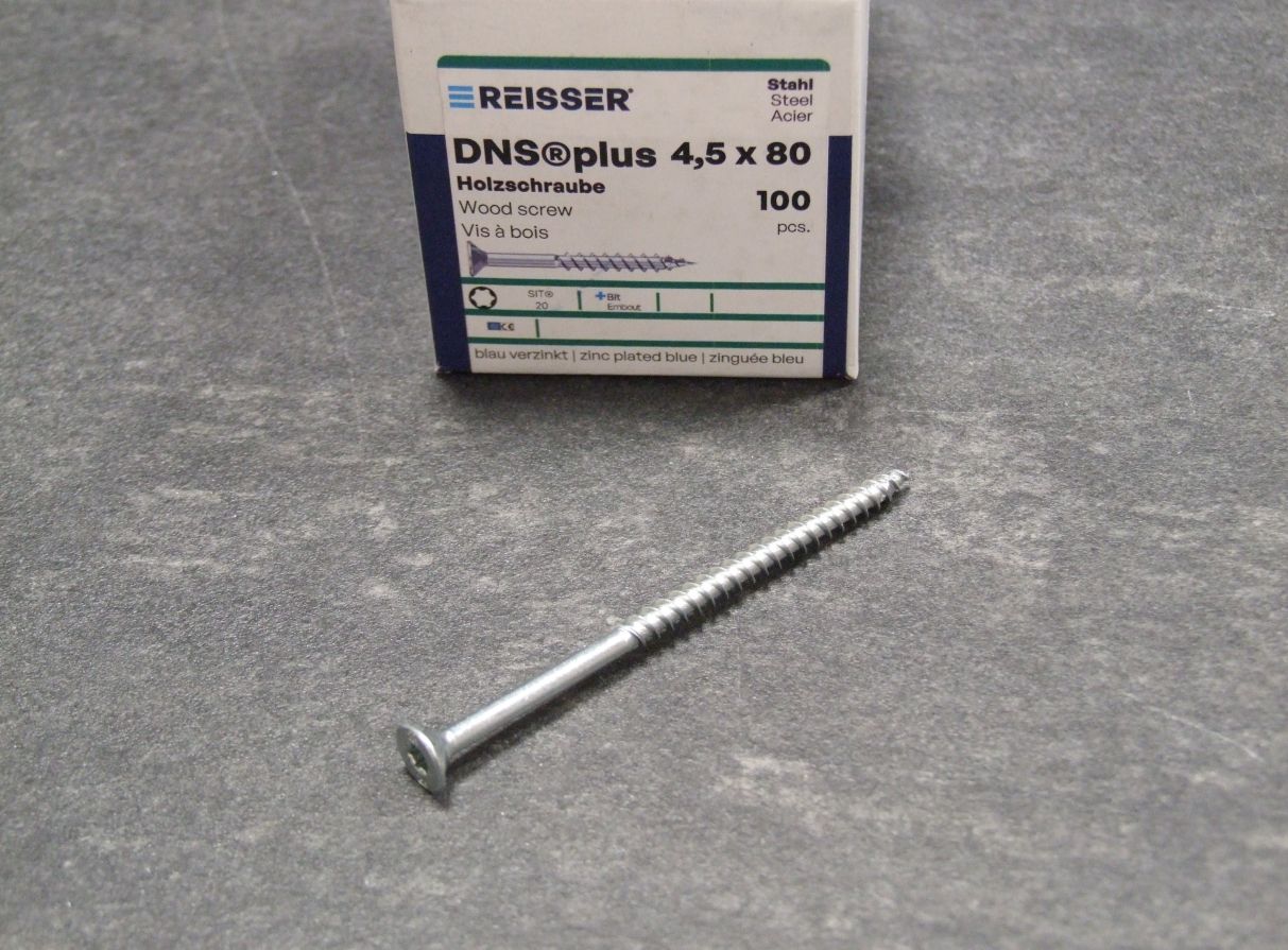 DNS plus Spanplattenschraube 4,5x80 mm, TG

TX20, blau passiviert, 100 St./Kleinpaket, 525312 

