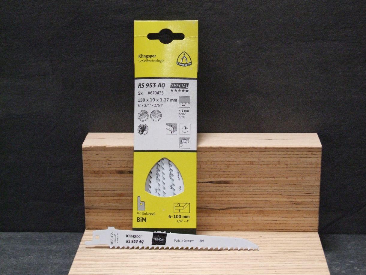 Säbelsägeblätter RS 953 AQ, 

150x19x1,27 mm, 6 Zähne pro Zoll, 

670435;  5 St./VE

