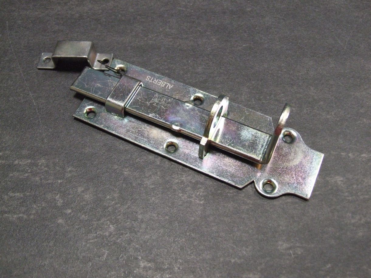 Schlossriegel 160x56 mm, gerade, 

mit Schlaufe, gelb verzinkt, 116781

