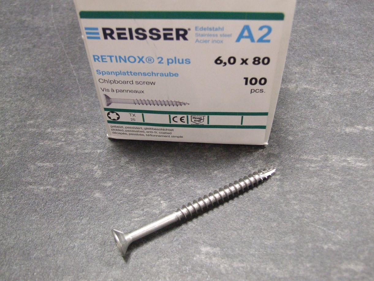 Retinox 2plus Senkkopfschraube 6x80 mm, 

TG, Edelstahl A2, VE=100 St. 4005674033206

