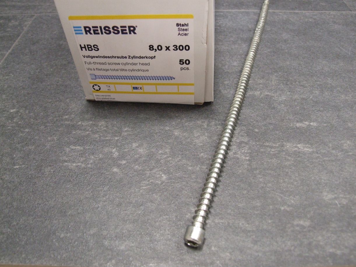 HBS Vollgewindeschraube Zylinderkopf, TX 40, 

8x300 mm, VG, ETA, blau verzinkt; 71319/1

