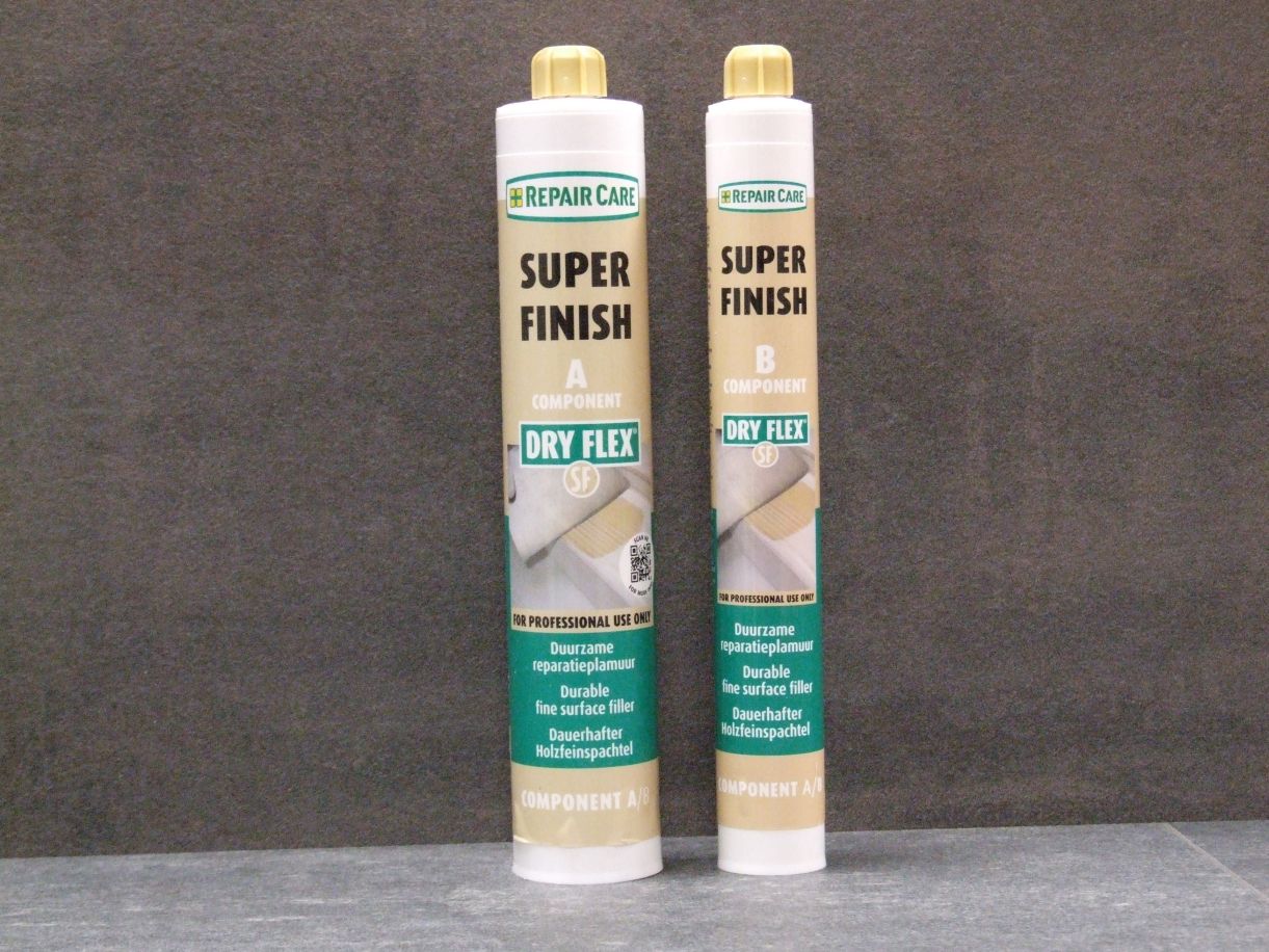 Repair Care DRY FLEX® SF SUPERFINISH

Dauerhafter und ultraschneller 

Epoxid-Holzfeinspachtel

Komponete A 200 ml,

Komponete B 100 ml,  2027005

