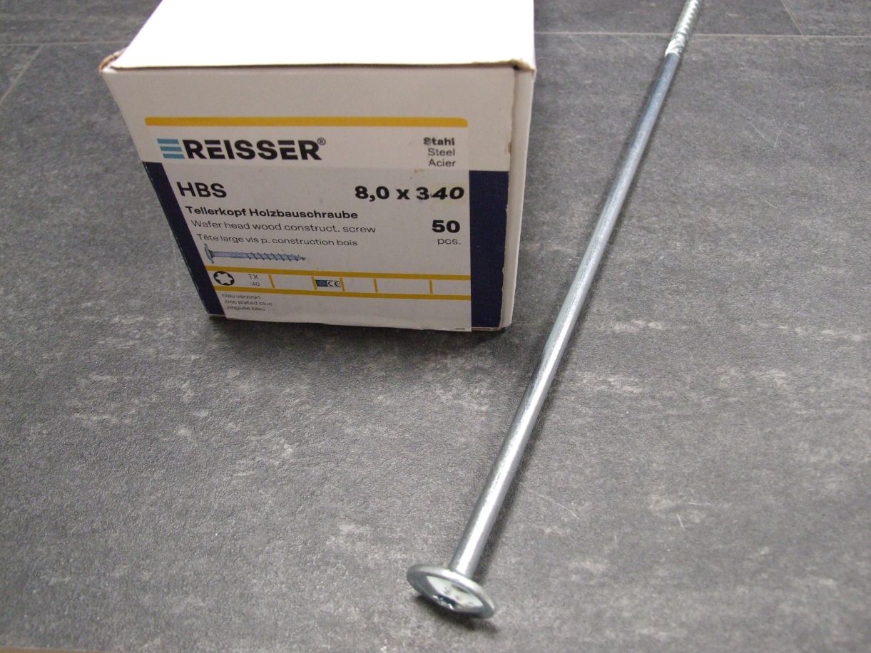 HBS Tellerkopf Holzbauschraube 8x340 mm, 

TX40, TG, ETA, blau verzinkt; 4005674531733


