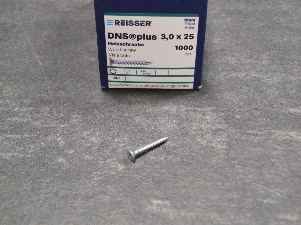 DNS plus Spanplattenschraube, 3x25 mm,VG, 

TX10, blau passiviert, 1000 St./GP, 455275

