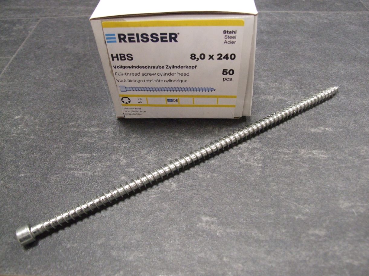 HBS Vollgewindeschraube Zylinderkopf, TX 40, 

8x240 mm, VG, ETA, blau verzinkt; 71313/9

