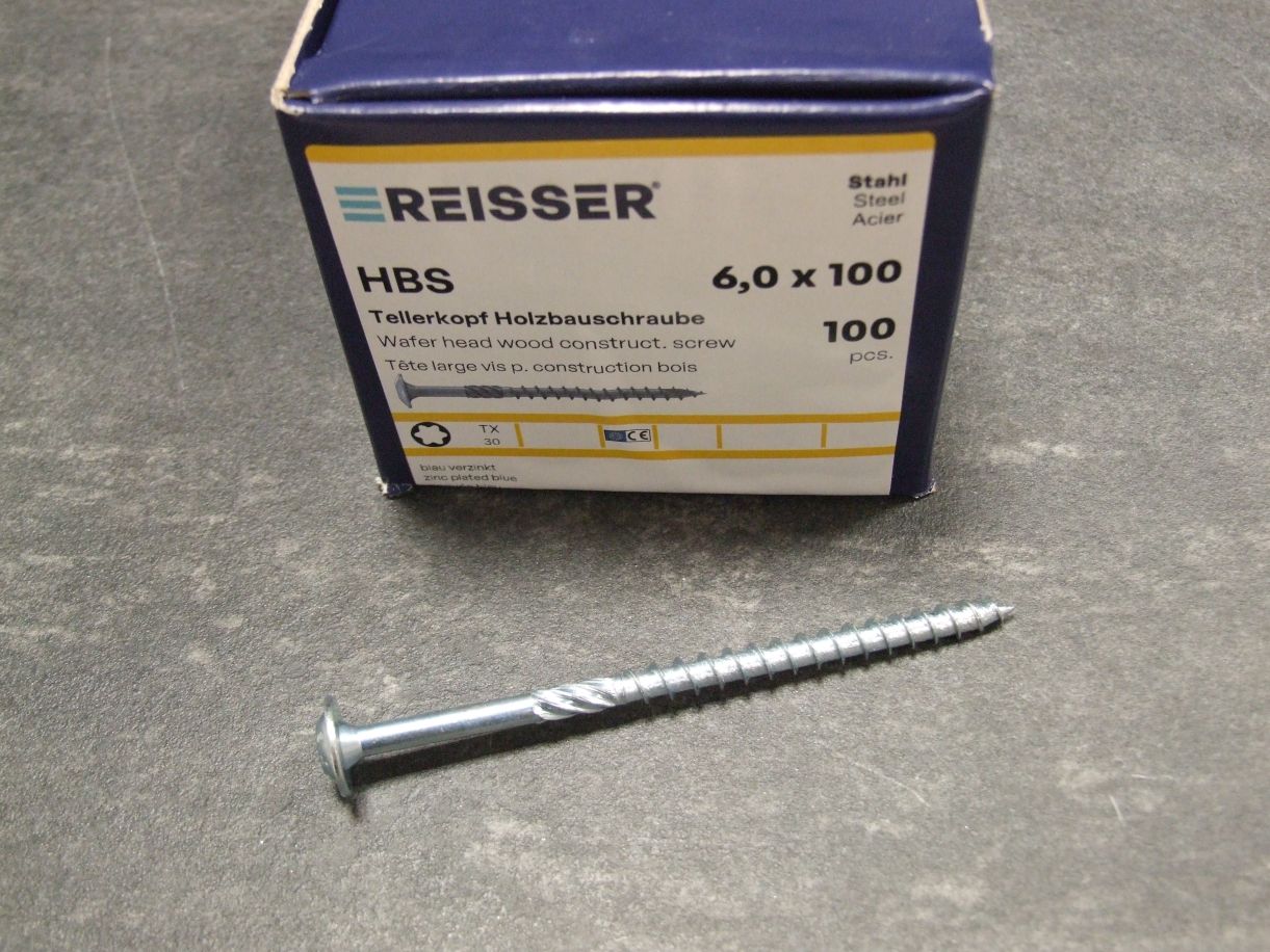 HBS Tellerkopf Holzbauschraube, TX 30, 

6x100 mm, TG, ETA, blau verzinkt; 61217/3

