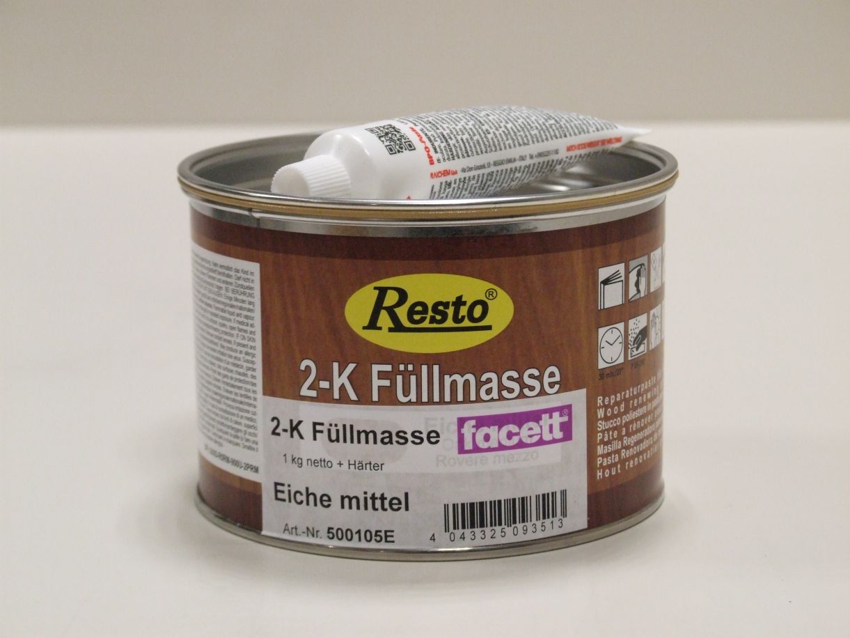 2-K Füllmasse Resto, Eiche mittel, 

1 kg, mit Härter, 500105


