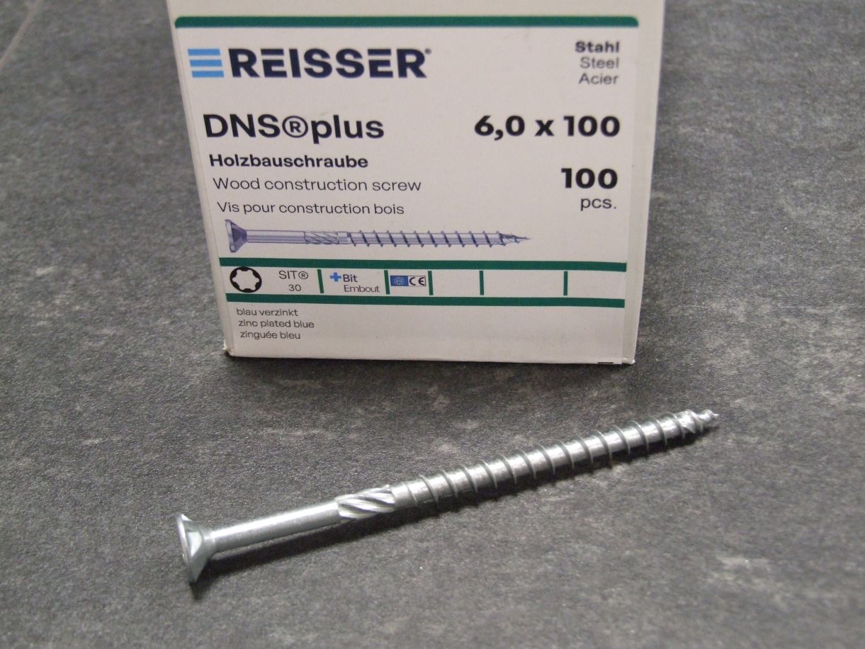 DNS plus Spanplattenschraube 6x100 mm, TG

TX30, blau passiviert, 100 St./Großpaket, 456555 

