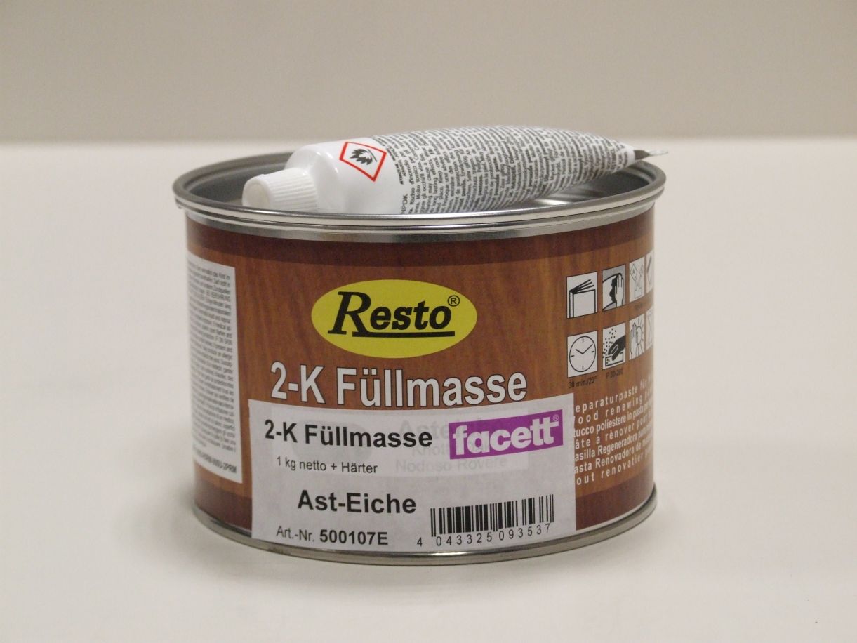2-K Füllmasse Resto, Ast-Eiche, 

1 kg, mit Härter, 500107

