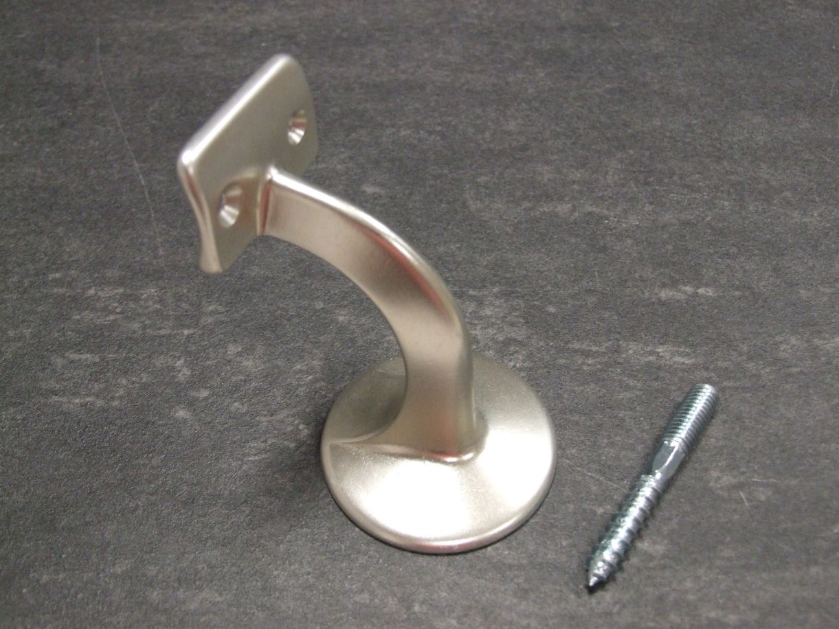 Handlaufhalter gewölbte Auflage, 

mit Stockschraube, Aluminium F2

Rosette 56 mm Ø, Wandabstand 75 mm

*Aktionsware*

