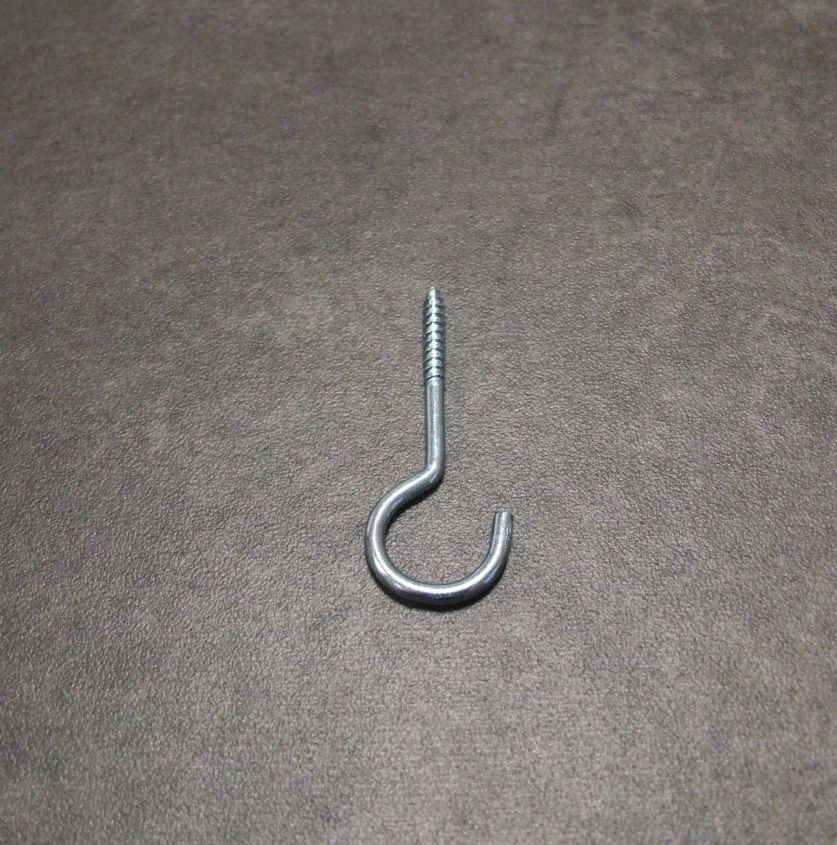 Schraubhaken gebogen 60 mm, 

weiß verzinkt, 017374

