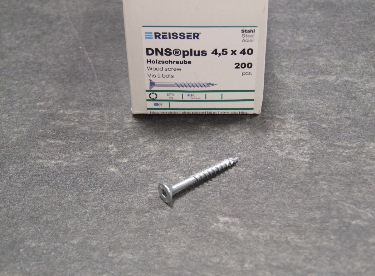 DNS plus Spanplattenschraube 4,5x40 mm,TG, 

TX20,blau passiviert, 200 St./Kleinpaket, 525213 

