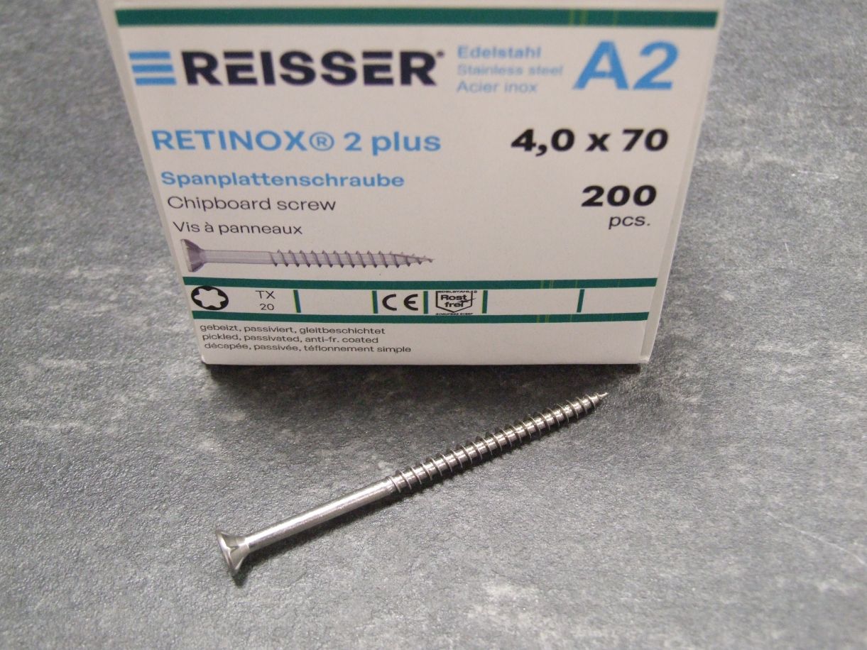 Retinox 2plus Senkkopfschraube 

4x70 mm, TG, Edelstahl, Torx,07126/0

