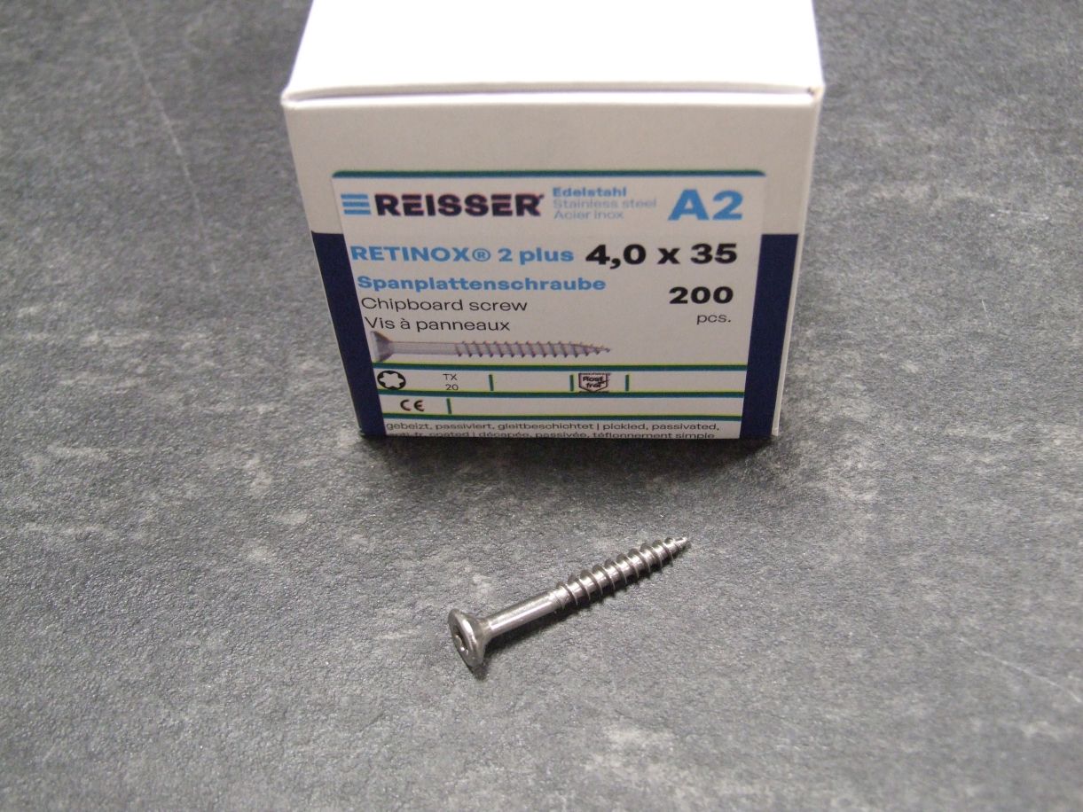 Retinox 2plus Senkkopfschraube 

4x35 mm, TG, Edelstahl A2, 405674019378

