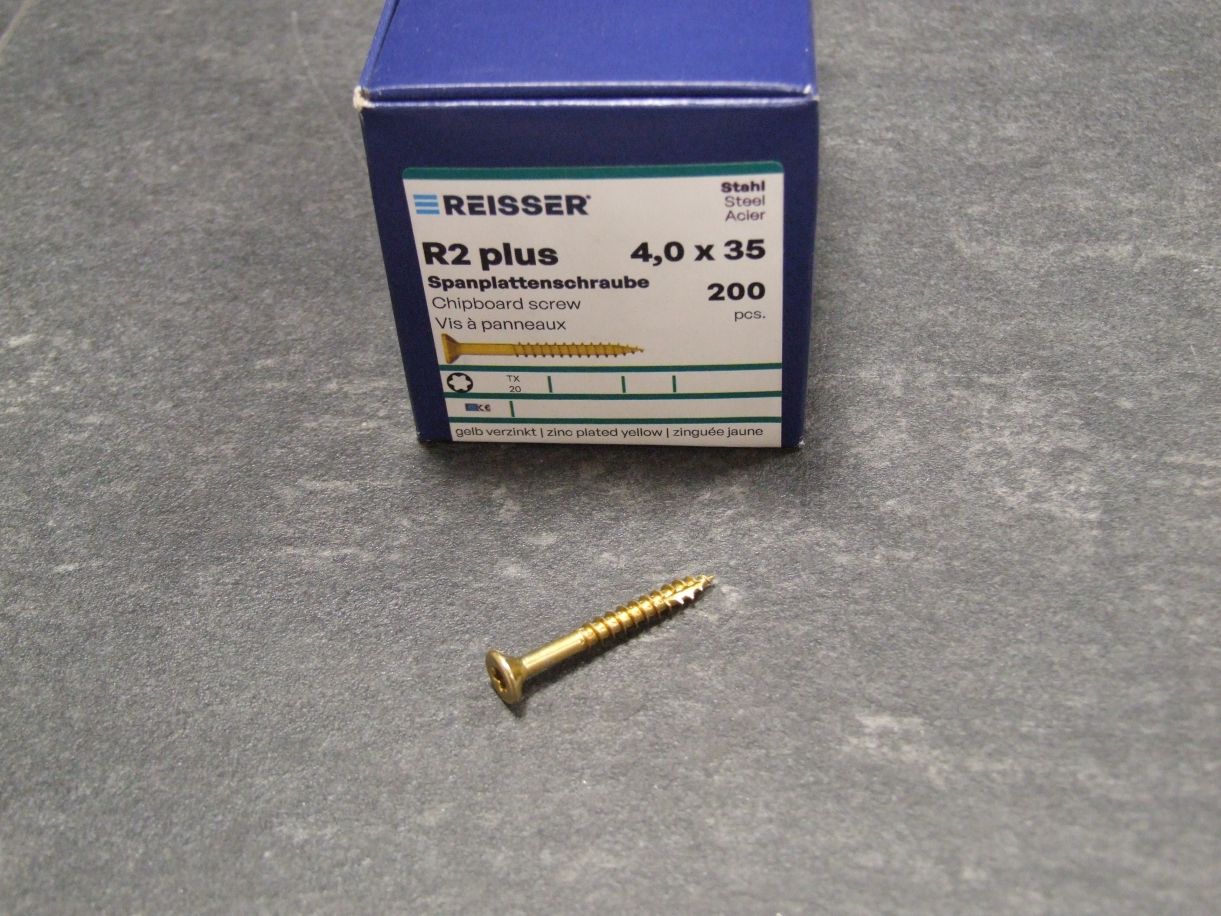 R2 Plus Senkkopfschraube 4x35 mm, 

Torx, TG, gelbverz.,200 St. Kleinpaket 039390

