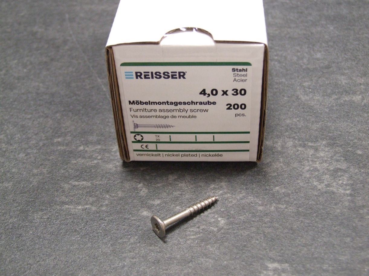 Montageschraube mit Tellerkopf 4x30 mm 

Stahl vernickelt, 4005674 532907

