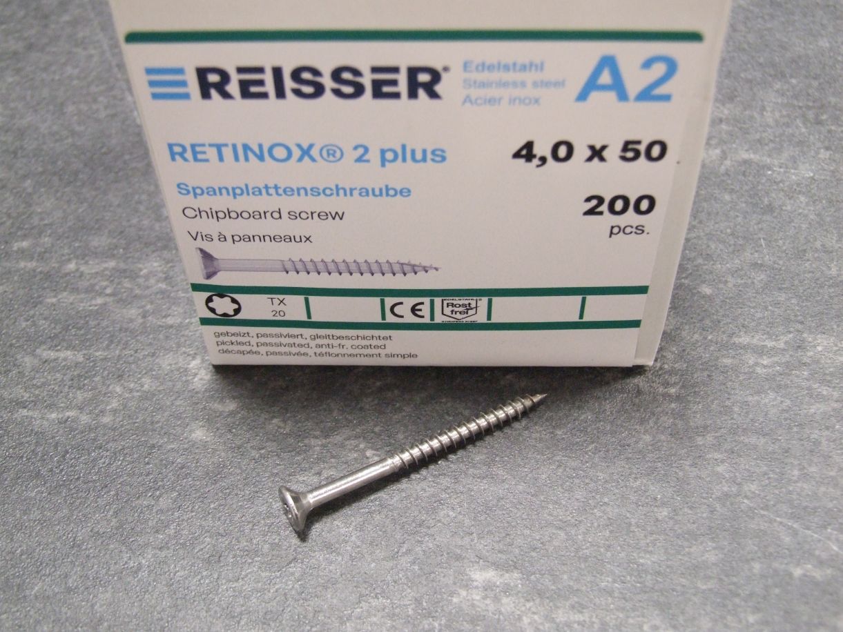 Retinox 2plus Senkkopfschraube 

4x50 mm, TG, Edelstahl A2, Torx,019415

