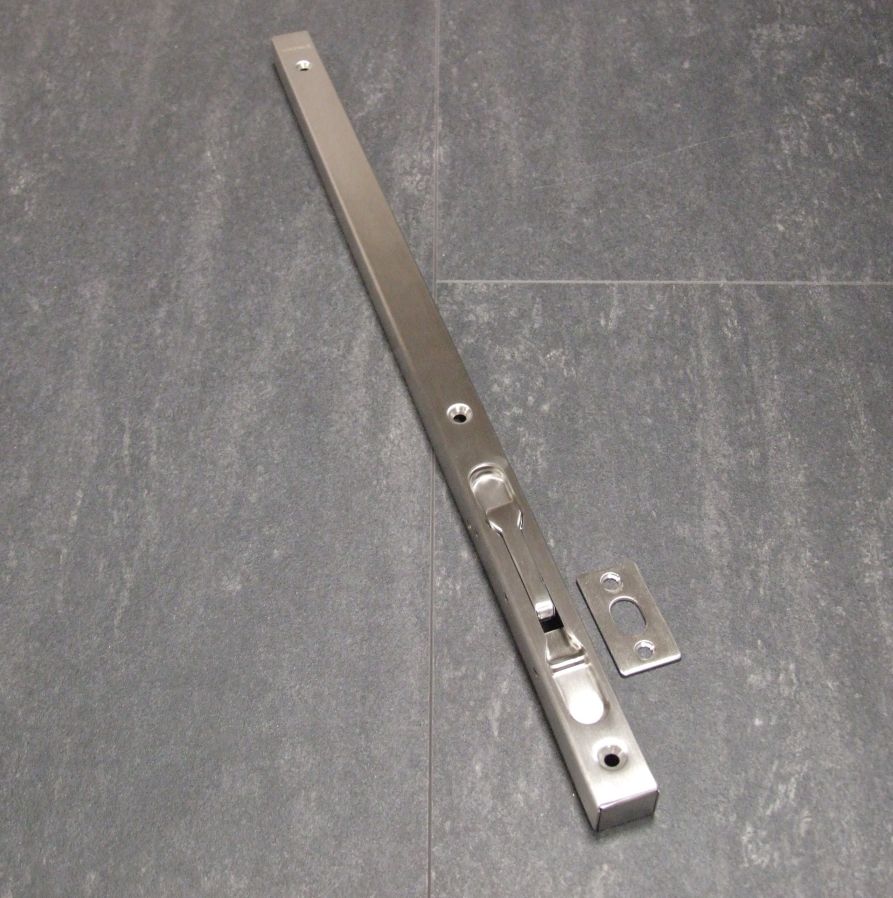 Türkantriegel mit Kipphebel, 450x20x16 mm,

mit einseitiger Verriegelung, Edelstahl matt,  

91162184

