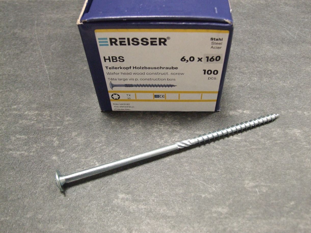 HBS Tellerkopf Holzbauschraube 6x160 mm,

TX30, TG, ETA, blau verzinkt; 61223/4

