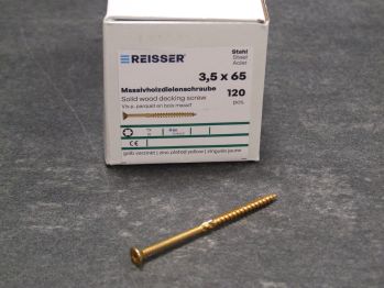 Massivholzdielenschrauben RN H361, 

3,5x65 mm, gelb chromatiert, 120 St./VE, 555890

