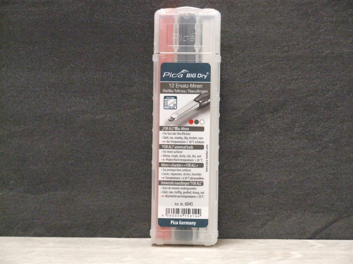 PICA BIG Dry Ersatzmine für 6060, graphite/weiß/rot, 12er-Set, 6045

