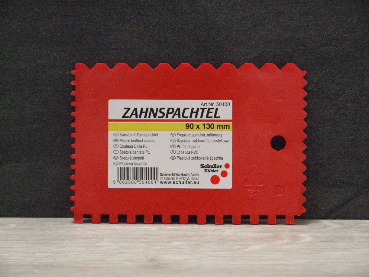 Zahnspachtel KARO SUNT, Kunststoff,

4-seitig gezahnt, 90x130mm, 50400

