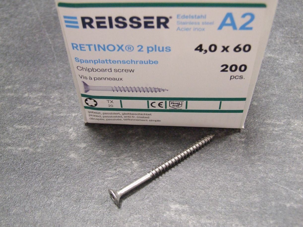 Retinox 2plus Senkkopfschraube 

4x60 mm, TG, Edelstahl, Torx,4005674019422

