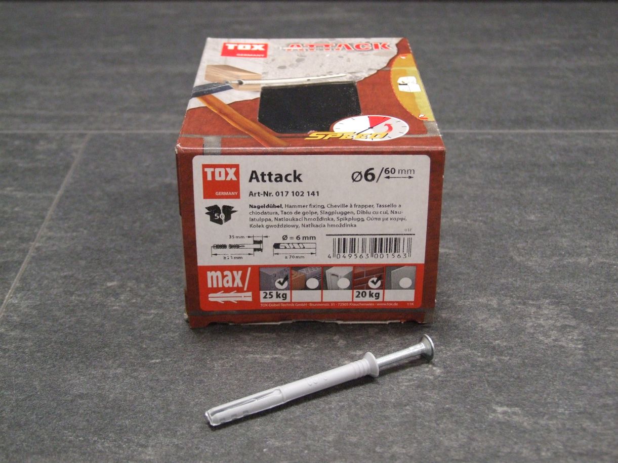 TOX Nageldübel Attack 6x60 mm,

50 St./VE, 017 102 141

