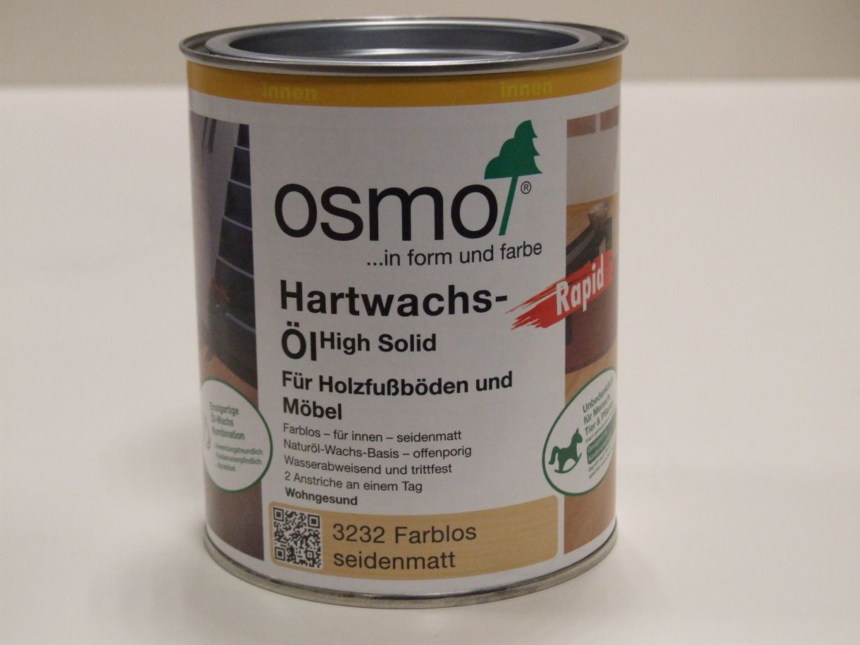 OSMO Hartwachs-Öl Rapid farblos 

seidenmatt 3232; 0,75 l; 10300093

