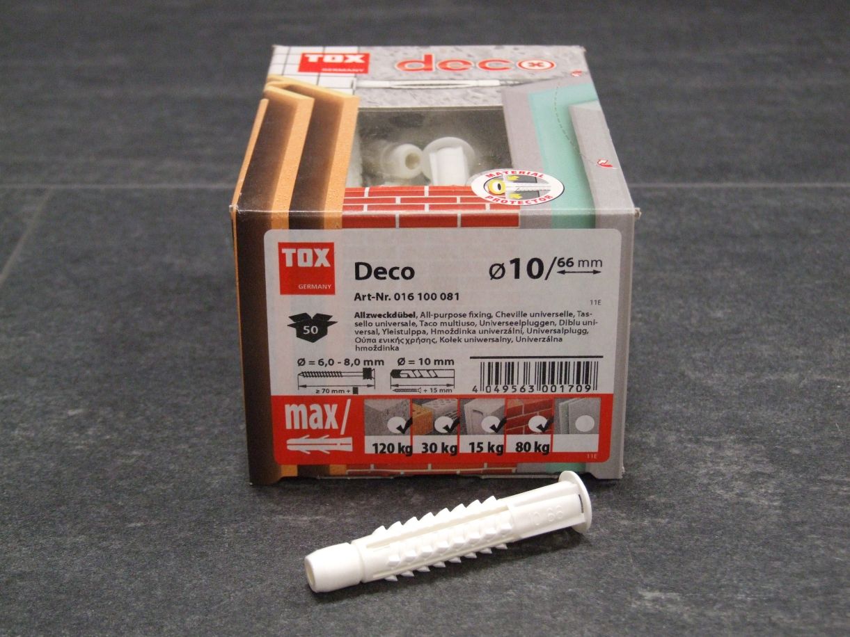 Allzweckdübel Deco 10x66 mm, 

50 St./VE, 016100081

Abverkauf / Sonderpreis

