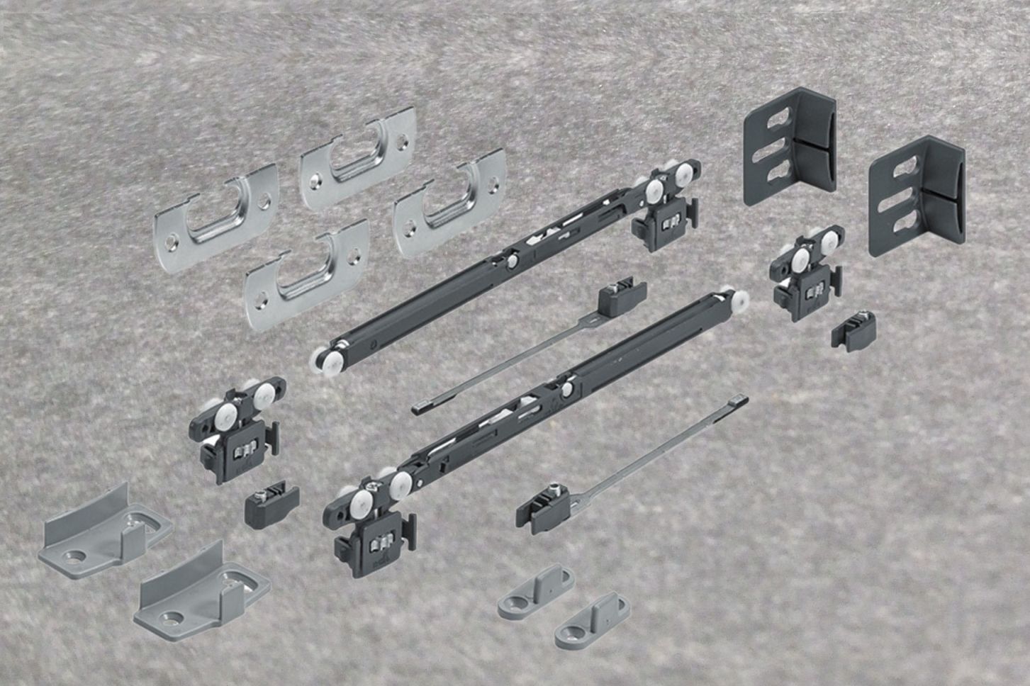 Schiebetürbeschlag obenlaufend, SysLine S, 

Set Zubehör mit Silent System 

Schließdämpfung, 9134311

