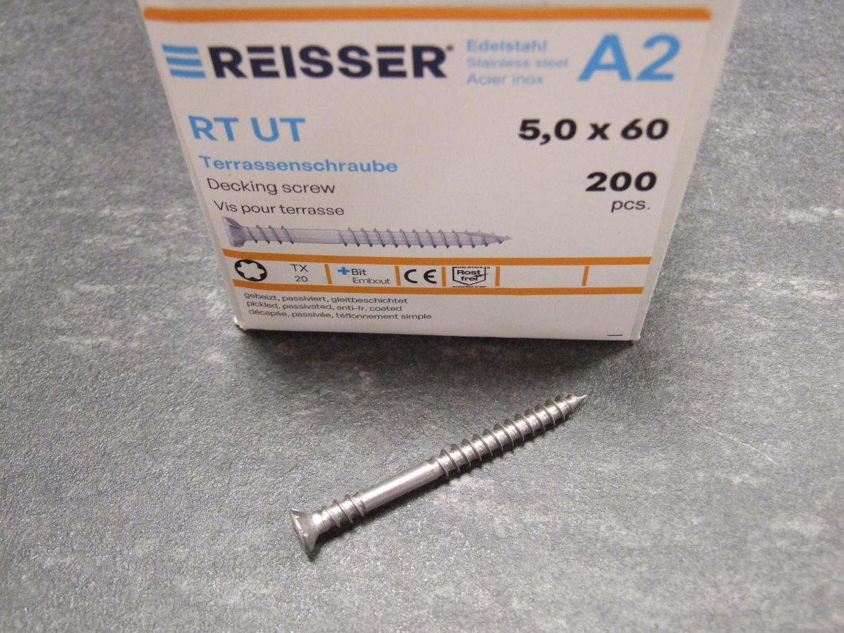 RT UT Terrassenschraube Flachsenkkopf, 5x60 mm, TG, Edelstahl A2, 125819

