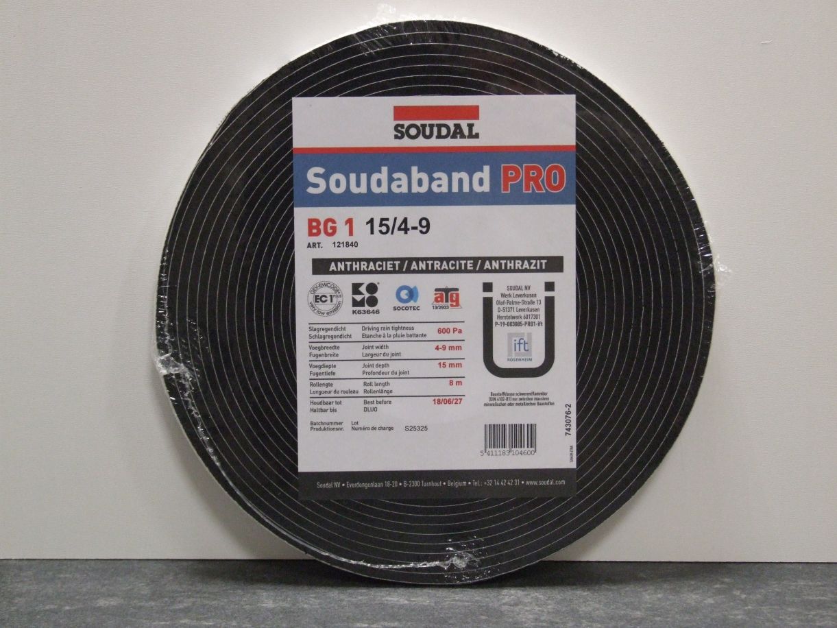 Fugendichtband BG 1, 15/4-9; anthrazit,  

8 m-Rolle

