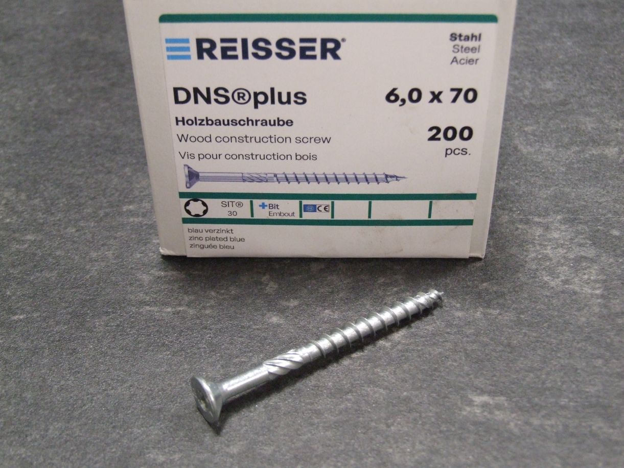 DNS plus Spanplattenschraube 6x70 mm, TG

TX30, blau passiviert, 200 St./Großpak., 456494 

