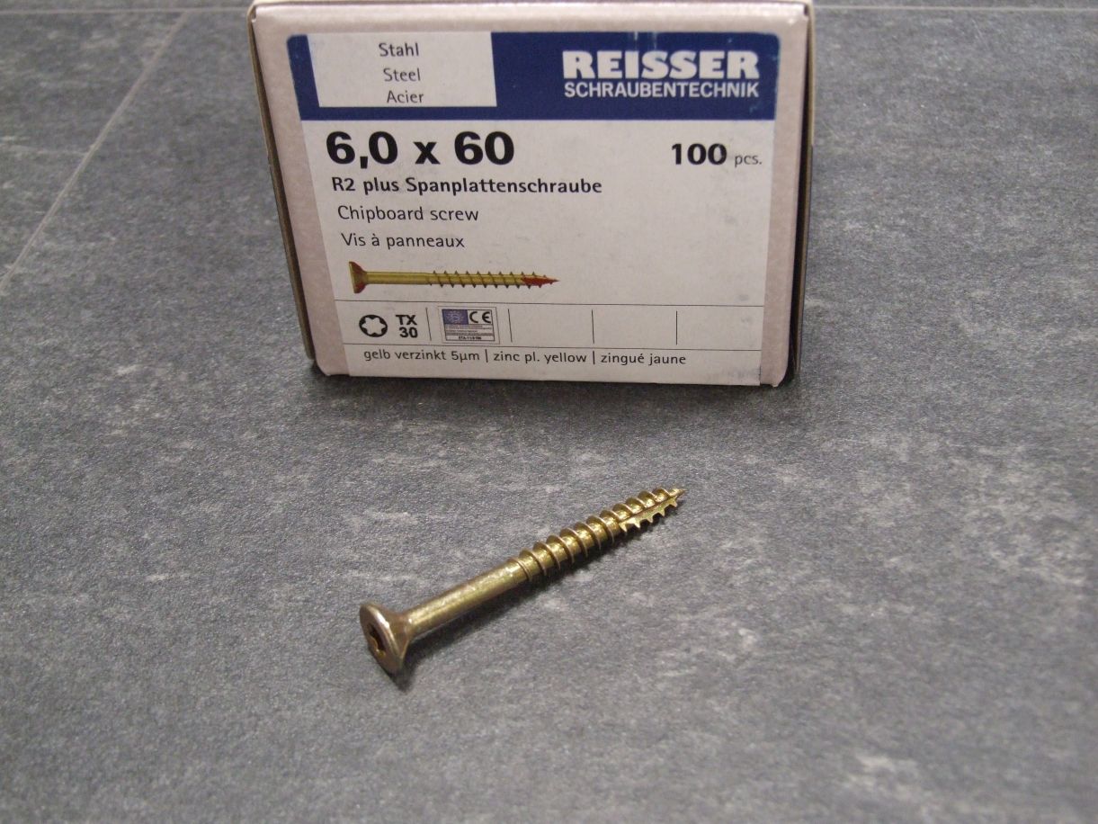 R2 plus Senkkopfschraube 6x60 mm, TX30, gelbverzinkt, VE= 100 St., 34514/9

