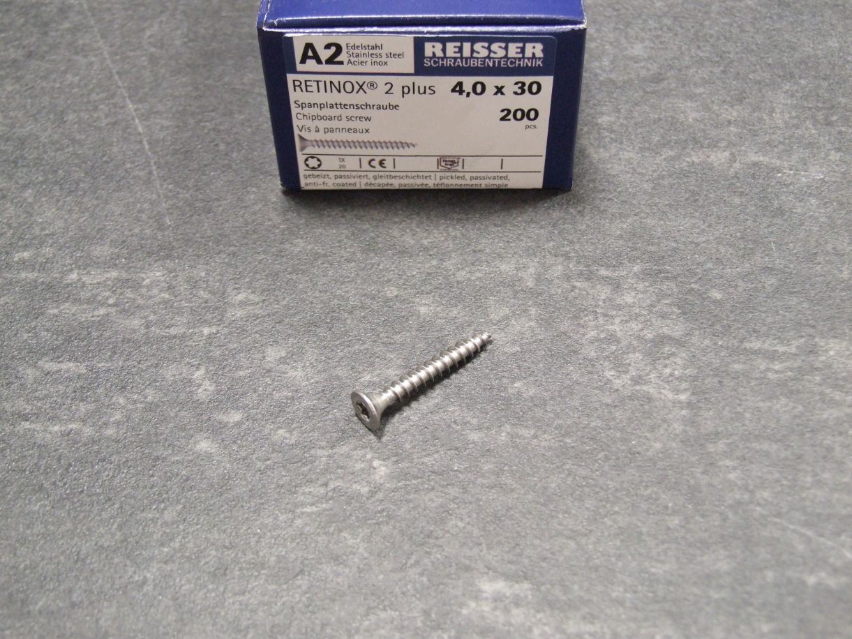 Retinox 2plus Senkkopfschraube 

4x30 mm, VG, Edelstahl A2, 01936/1

